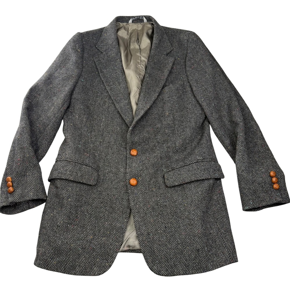 Austin Manor‎ Tweed Herringbone Blazer Gray Flecked Heritage Classic 38R